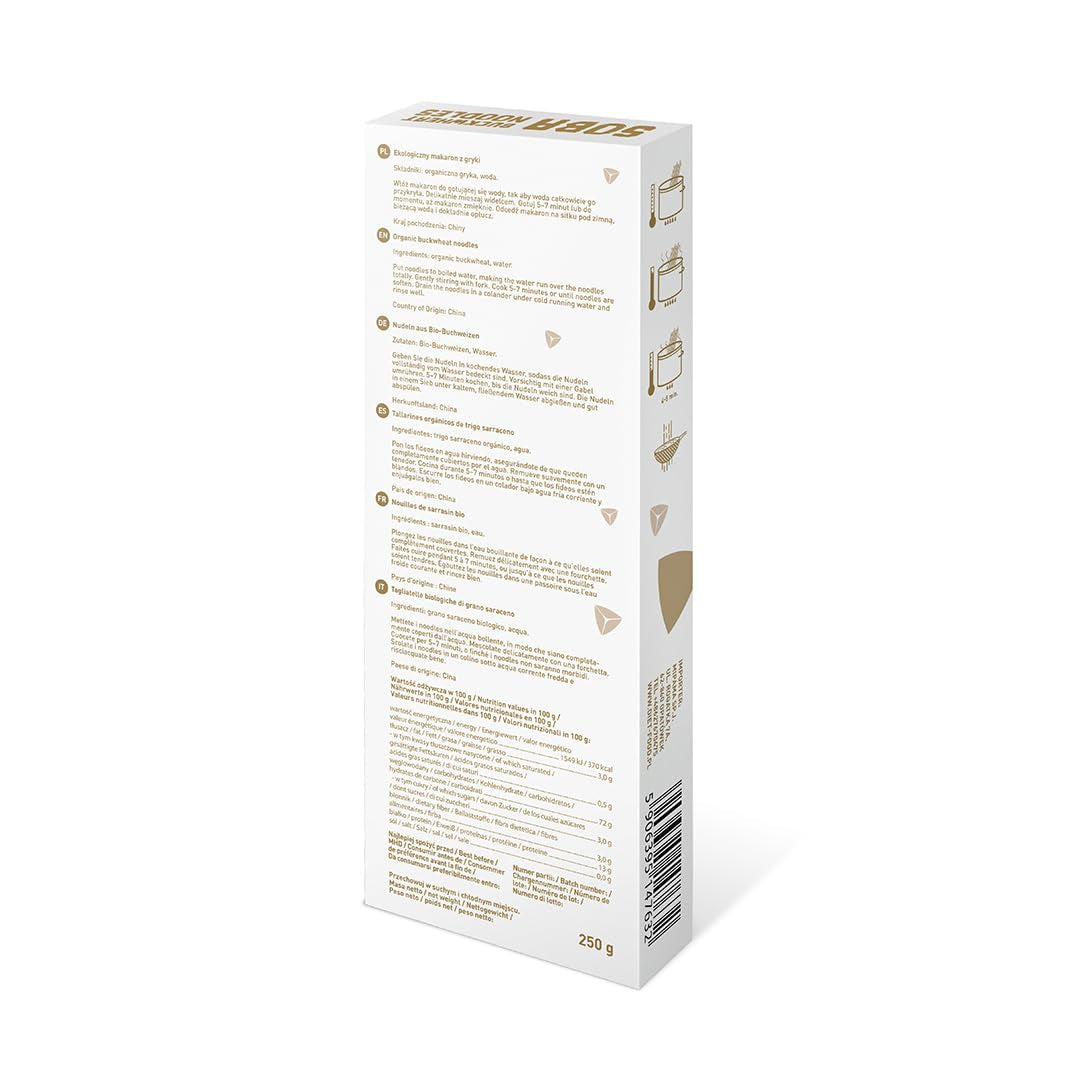 DIET-FOOD Bio Buchweizen Soba Nudeln Lebensmittel Pasta Veganistisch Glutenvrij Lactosefrei Sojafrei Nudeln für Vegetarier en Veganer 250 Gram