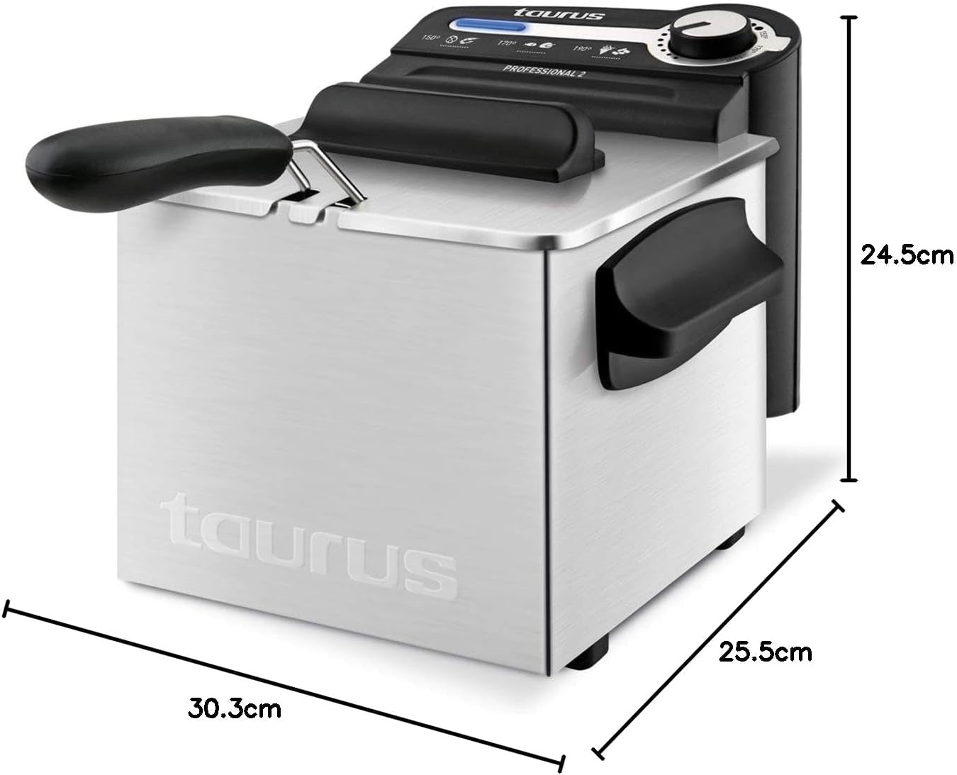 Taurus Professional 2 plus - Oliefriteuse, 2 liter, 1700 W, 18/8 roestvrij staal Apparaten Naty Shop