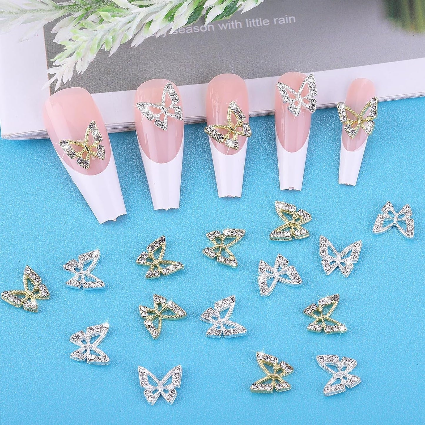 20 stuks glitter vlinder nagelbedels, nail art strass steentjes, nagelstenen, vlinder nail art, strass steentjes, Valentijnsdag nagelbedels, doe-het-zelf mobiele telefoon hoesje decoratie