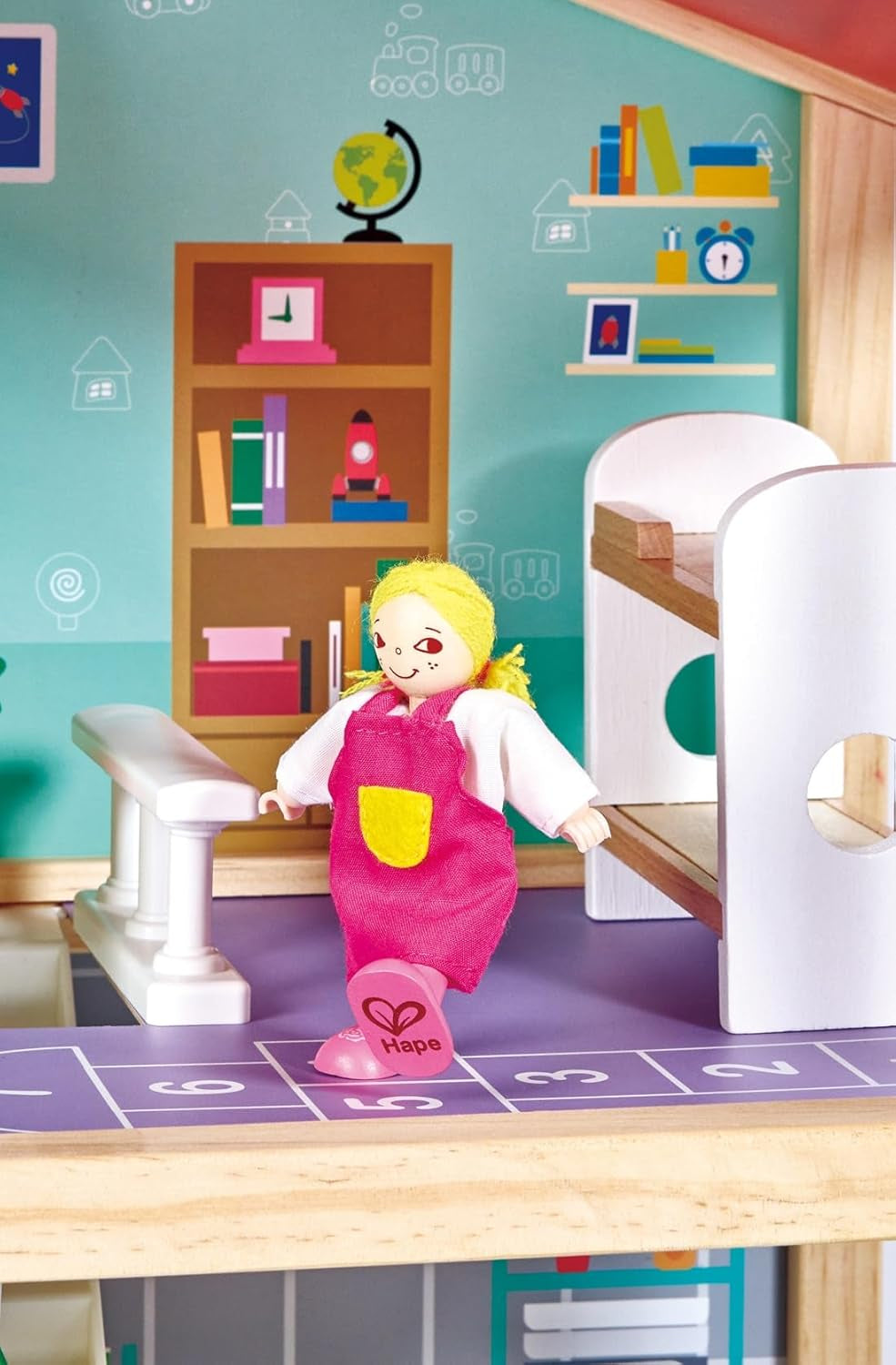 Hape Poppenvilla Houten poppenhuis met 10 kamers Creatief rollenspel inclusief meubels en accessoires Educatief speelgoed voor kinderen vanaf 3 jaar
