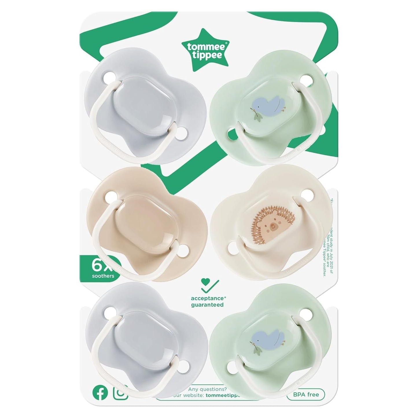 Tommee Tippee Anytime fopspenen, 0-6 maanden, 6-delige symmetrische fopspenen, BPA-vrij