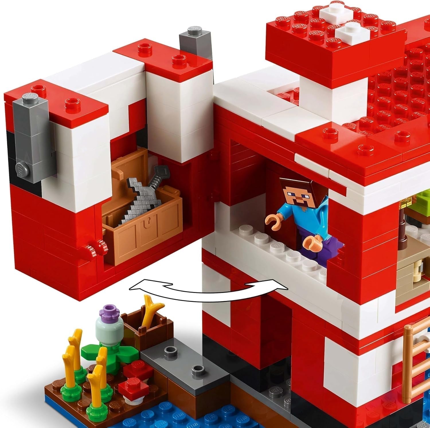 LEGO Minecraft The Mushroom Cow House Videogame Bouwspeelgoed Mushroom Land-model met minifiguren Steve en andere personages Speelset voor jongens en meisjes vanaf 8 jaar 21270 Bouwsets Beuche bij LEGO-Store