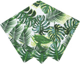 Pak van 20 tropische doekjes | Groenboekservetten met palmbladmotief | Wegwerpservies voor kinderfeest, safarifeest, jungle, dinosaurus, zomer, Hawaiiaans thema