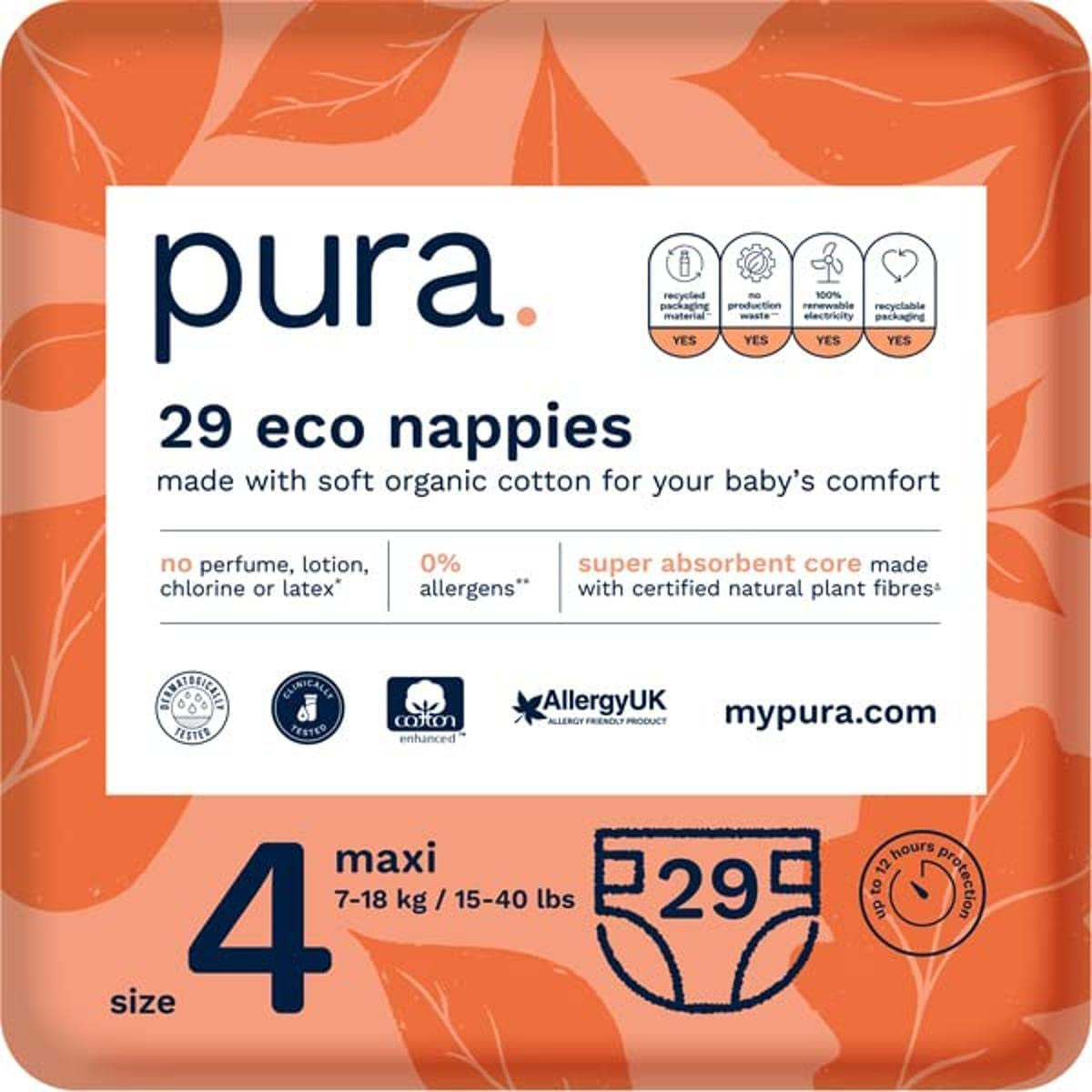 Eco-babyluiers - maat 3 (4-9 kg), 1 pak (26 luiers), ultrazachte luiers voor de gevoelige huid, biologisch katoen, tot 12 uur lekbescherming, nieuwe maattabel