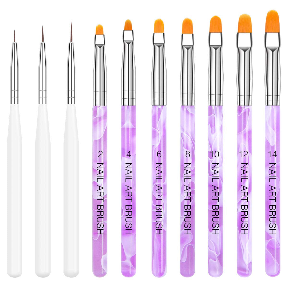 Nagel Pinsel Set, 10-Teilig Gelnägel Pinsel Nagellackstift Acrylpinsel voor UV Gel Nägel Acrylfingernägel Nailart Maniküre Nageldesign Zubehör