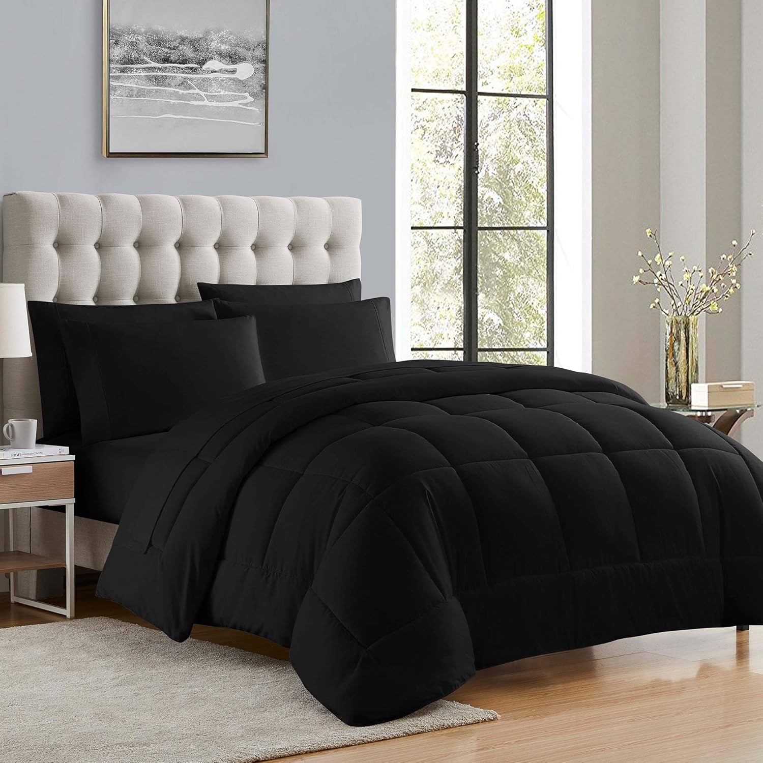 Sweet Home Collection All Seasons Alternatief dekbed, warm, luxe, pluche, loft, microvezel, vulling, beddengoed, vol, lichtrood King Naty Shop dekbedden en dekbedden Zwart Twin