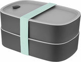 BergHoff dubbele bentobox - Leo (lunchboxset 19x12,5x9 cm, twee dozen, magnetronbestendig, luchtdicht afgesloten, vaatwasmachinebestendig, ideaal voor snacks / snacks / salade) 3950126 Voedselbewaardozen Naty Shop Classic