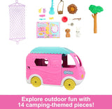 Barbie Chelsea 2-in-1 caravan - speelgoedvoertuig met zwembad, hangmat en eethoek voor fantasierijk spel en verhaaltjes, vanaf 3 jaar, HNH90