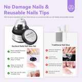 Saviland Solid Nail Tip Lijm: 2 stks 15G Kunstmatige Nagellijm Extra Sterke Lijm Druk Op Nagels UV Lijm Gel Nagellijm Voor Vrouwen Thuis Salon DIY UV/LED Lamp uitgehard
