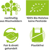 Mate Bio-theeservies ● 3 Mate-assortimenten + 2 dubbelwandige roestvrijstalen Mate-bekers + 2 bombilla's + zetinstructies (zwart)