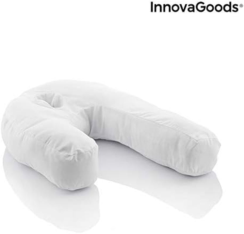 Innovagoods Ergonomisch U-vormig kussen voor zijslapers, ideaal voor zwangerschap, bevordert een rustige ademhaling, vermindert snurken, katoen en polyester, wit, 39 x 57 x 14 cm Cervicale orthopedische kussens Naty Shop