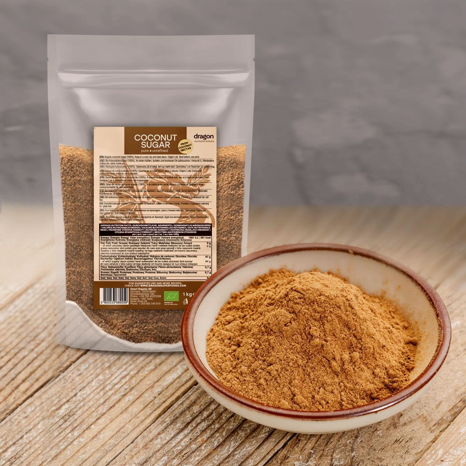 Kokossuiker-100% biologisch, ongeraffineerd, 1 Kg Zoetstoffen Naty Shop