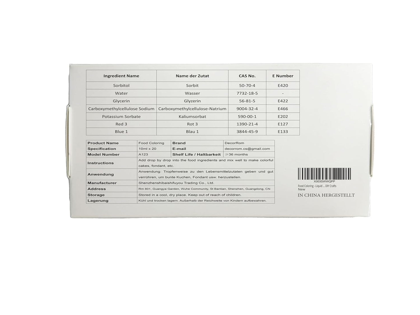 Voedselkleuring - 20 kleuren x 10 ml geconcentreerde vloeibare kleurstof voor taartdecoratie, bakken, koekjes, macarons - suikervrije kleurstof voor drankjes, taartdecoratie, doe-het-zelf-slijm, paaseieren