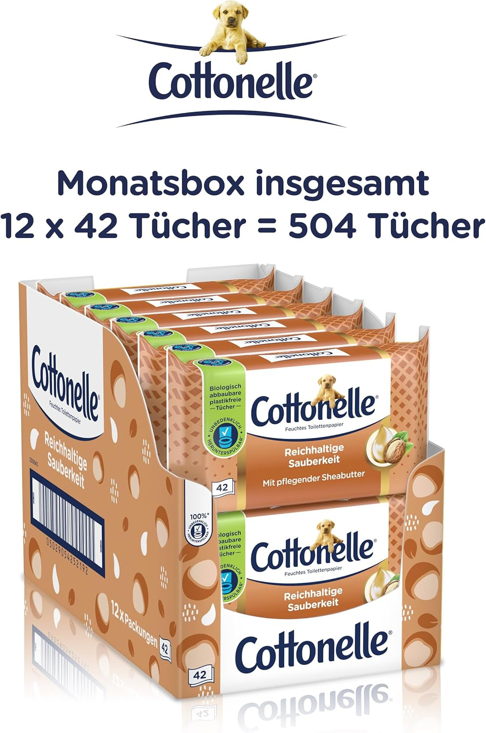 Vochtige doekjes, My Spa Experience - Kasjmier en Sheaboter, Biologisch afbreekbaar, Plasticvrij, Hersluitbaar, Voordeelverpakking, 12 X 42 Vochtige doekjes