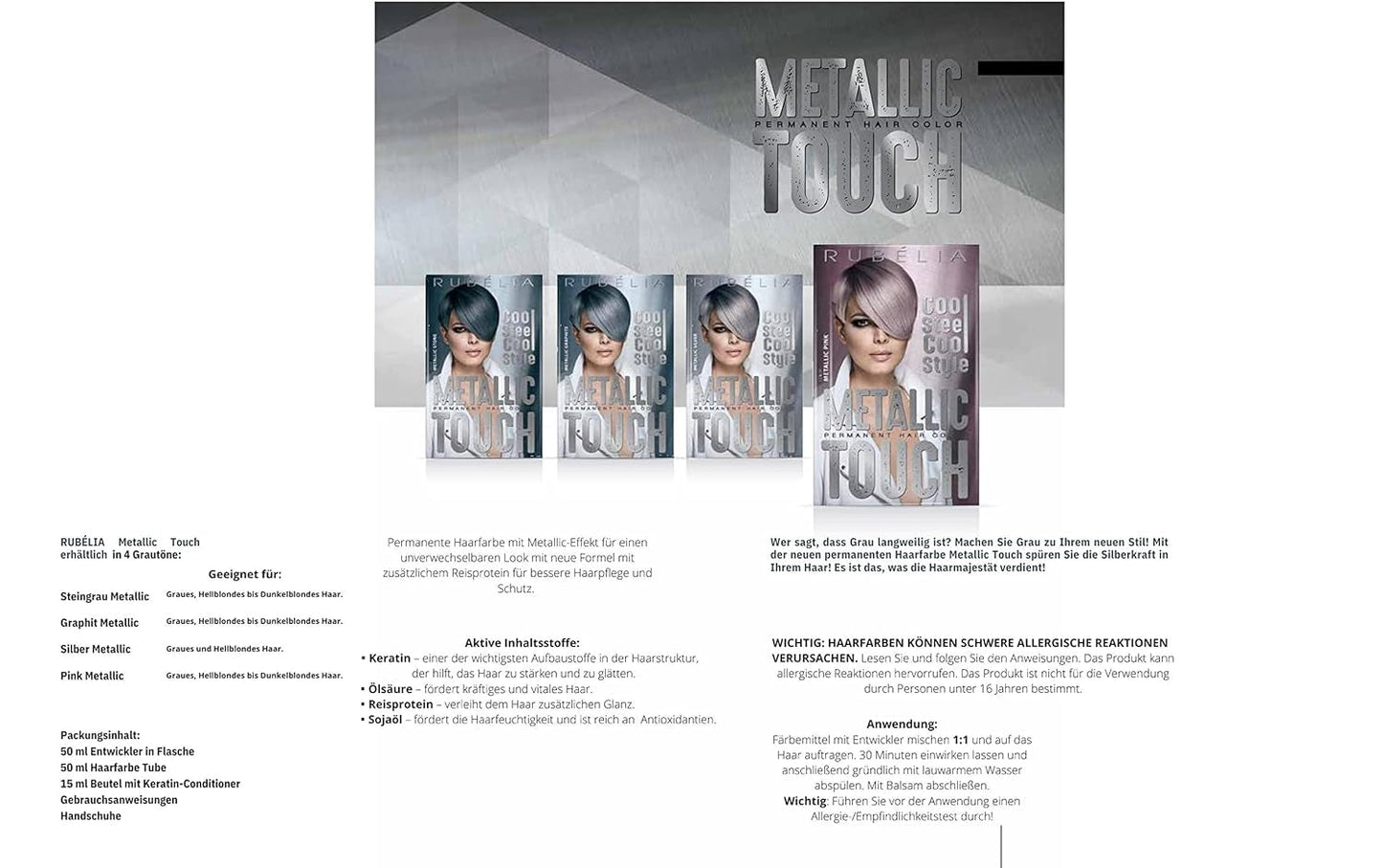 Metallic Touch permanente haarverf - Metallic Zilver, 1 pakje - 115 ml Haarverf Naty Shop