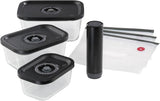 Vacuümset Küchenprofi EASYFRESH | Set van 7 stuks | 1x elektrische vacuümpomp, 1x vacuümpot S, M en L, 3x vacuümzakken 22x21 cm | borosilicaatglas, hoogwaardig kunststof | voorbereiding en bewaren Voedselbewaardozen Naty Shop Stofzuigerset 7-delig