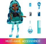 Regenboog Pop met Hoge Sparkle & Shine - Misty - Modieuze pop van 28 cm met turkoois haar en magische bubbels Staande Kleurrijke aankleed- en speelcollectie voor 4-12 jaar