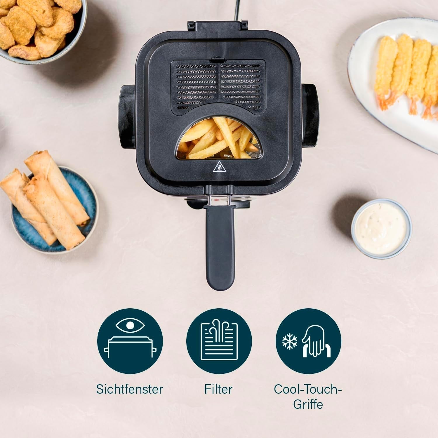 Princess 182611 Mini Fonduefriteuse - Snelle verwarming - Geurfilter - Capaciteit 1,2 liter, Zilver Huishoudelijke apparaten Naty Shop