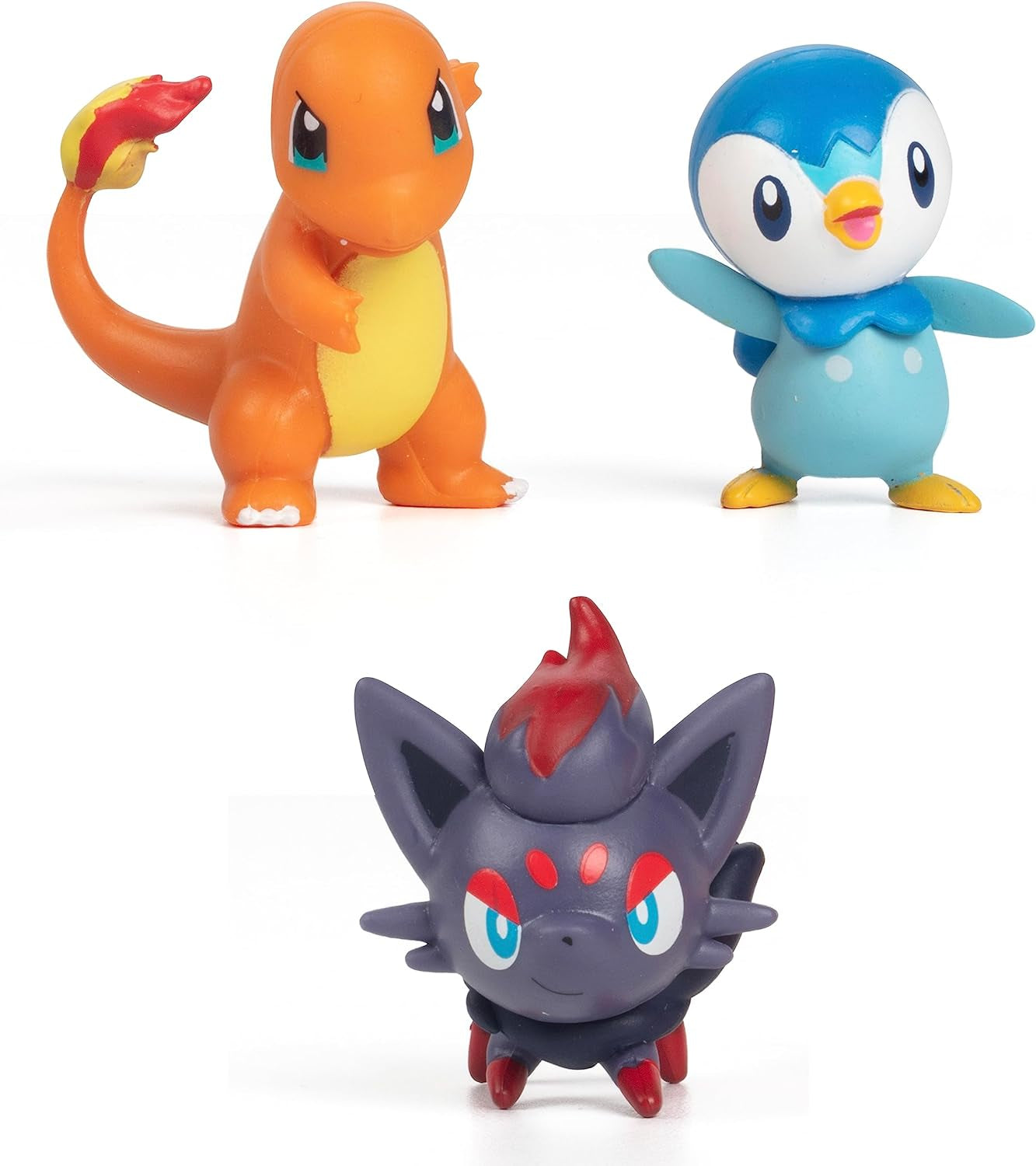 Pokémon-gevecht klaar! 6-delige figurenset - 11,4 cm Ash & Launching Pikachu, 5,1 cm Charmander, Rowlet, Piplup, Zorua - Officieel gelicentieerd - Paascadeau voor kinderen, jongens, meisjes Actiefiguren Naty Shop