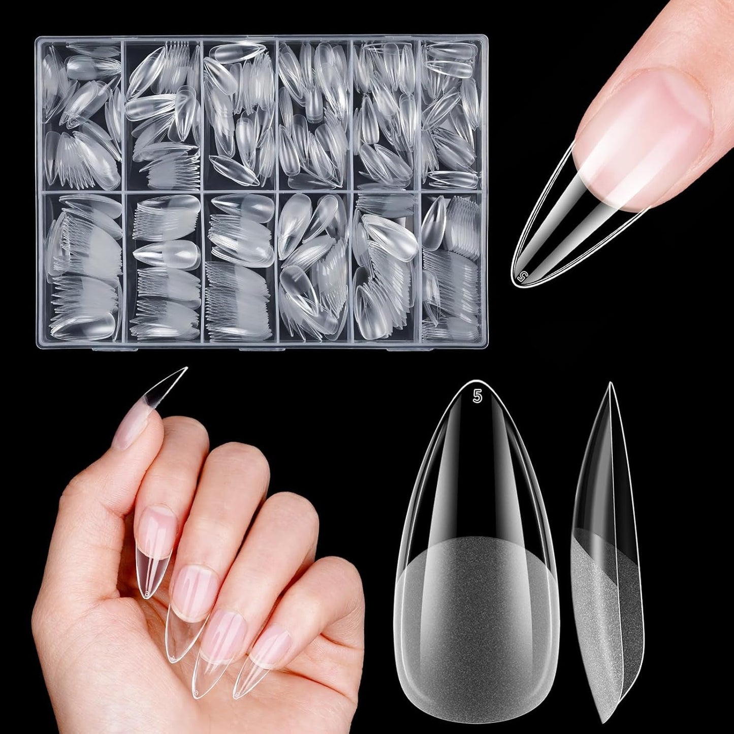 Korte kunstnagels 500 stuks zachte gel volledige dekking nageltips voor gelnagels 12 maten Voorgepolijste nageltips voor gelnagels Korte kunstnagels Doodskistnagelverlengingen met doos