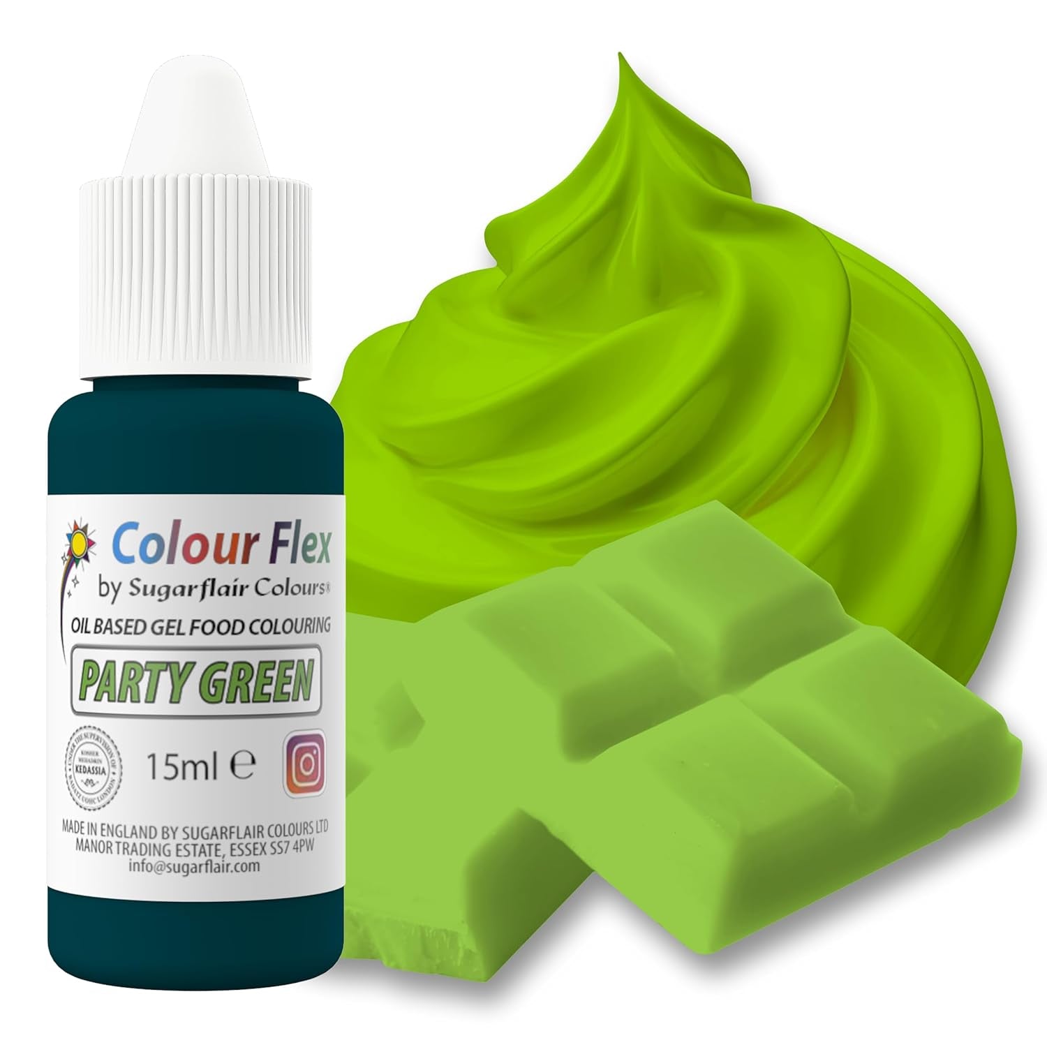 Sugarflair Colourflex op olie gebaseerde voedingskleurstof, koningsblauw, sterk geconcentreerde vloeibare voedingskleurstof, voedingskleurstof voor botercrème, chocolade, deeg, fondant, glazuur en meer - 15 ml