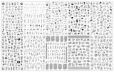 JMEOWIO Nagelsticker Geometrie 10 Blatt Nagelaufkleber Selbstklebend Schwarzes Herz Unregelmäßig Geformt Nail Art Sticker Decoratie Nageldesign Zubehör