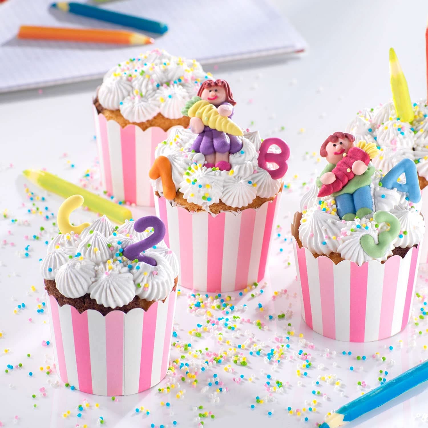 Günthart, 8 suikerfiguurtjes voor het begin van school en brieven, 115 gram Sprinkles Naty Shop