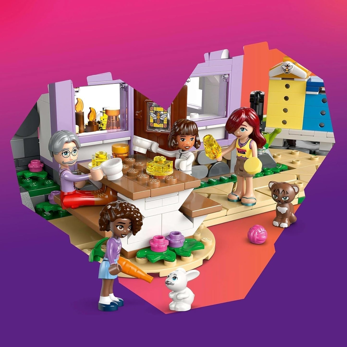 LEGO Friends Huis en bloementuin De imker bouwset Natuurspeelset Cadeau voor meisjes 12+ Bouwbare modelset 4 minifiguren en dierfiguren Kat en konijn 42669 Bouwsets Besuche in LEGO-Store