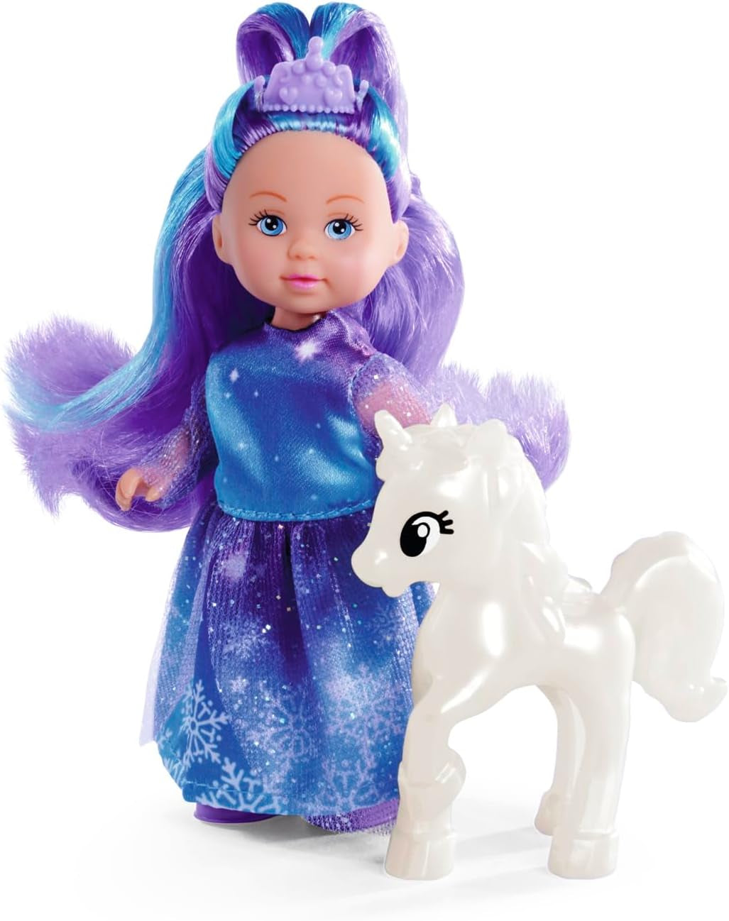 Simba Evi Prinses Liefdesfantasiepop in een sprookjesjurk met een fonkelende eenhoorn 12 cm speelpop vanaf 3 jaar