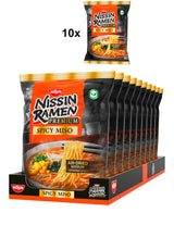 Nissin Ramen Premium - Miso Spicy 10-pack Japanse stijl luchtdroge instantnoedels voor 'restaurantstijl' Ramen met een licht pittige smaak van miso en wakamevlokken (10 x 90,7 g)