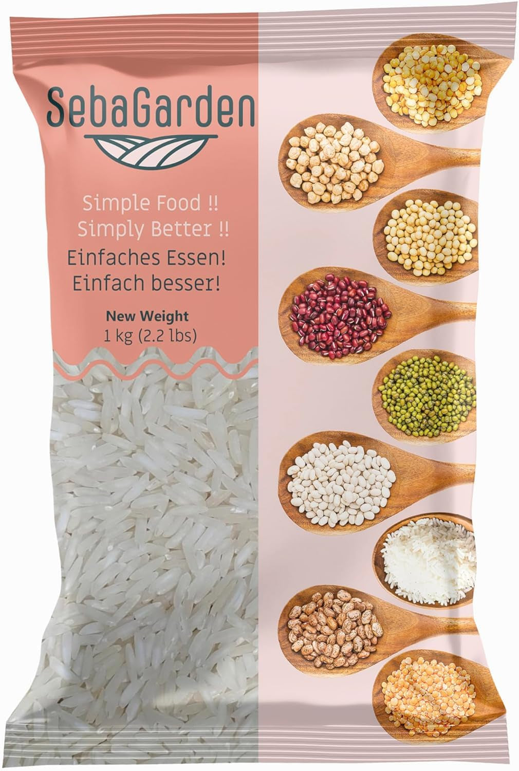 Basmatirijst – Premium langkorrelige rijst, verpakking van 1 kg | Natuurlijk aromatisch en luchtig | Ideaal voor biryani, pilaf en andere gerechten | Niet-GMO, veganistisch | Ongeopende verpakking