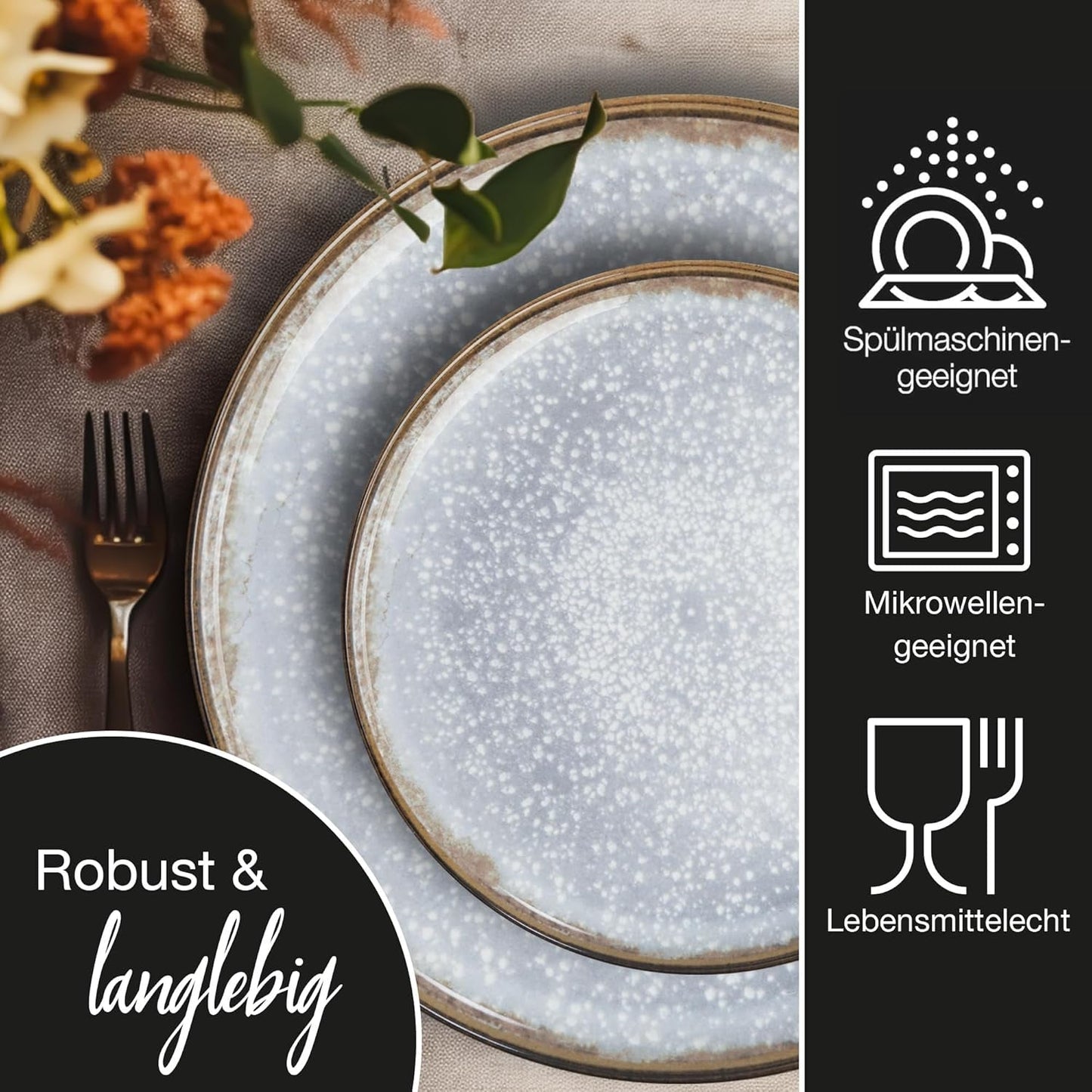 Moritz & Moritz BLOSSOM porseleinen servies voor 6 personen, 18-delig - Modern servies met speels design - Onderhoudsvriendelijk koffieservies met borden en schalen - Gecombineerd servies