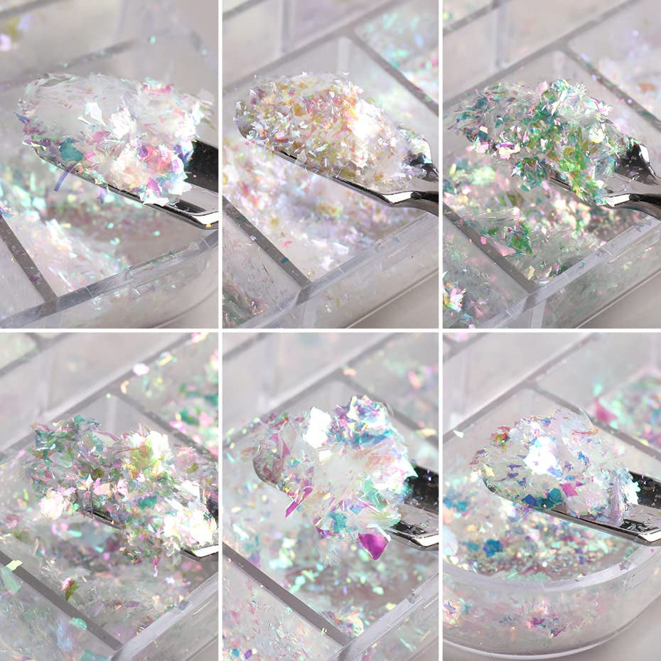 JMEOWIO Nagelglitter 12 roosters Aurora Nail Art decoratieaccessoires nageldesign