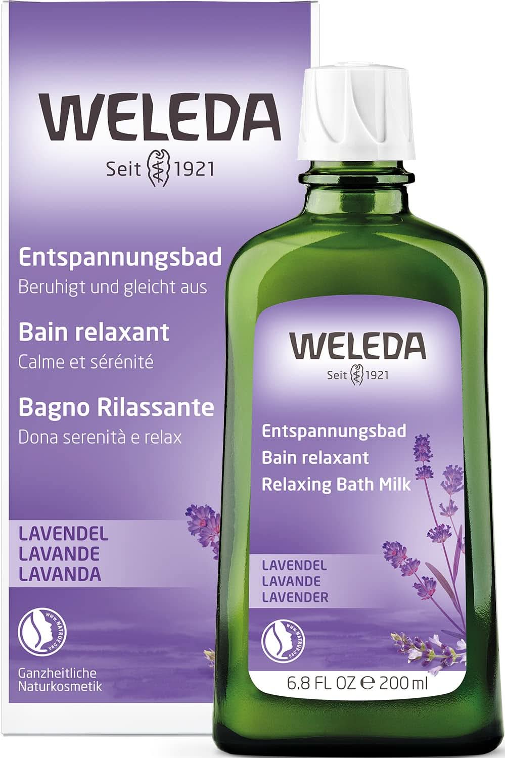 WELEDA BIO, gezondheidsbad met natuurlijke cosmetica met echte lavendelolie om de zintuigen te kalmeren en voor een goede nachtrust, 200 ml Douche en bad Naty Shop