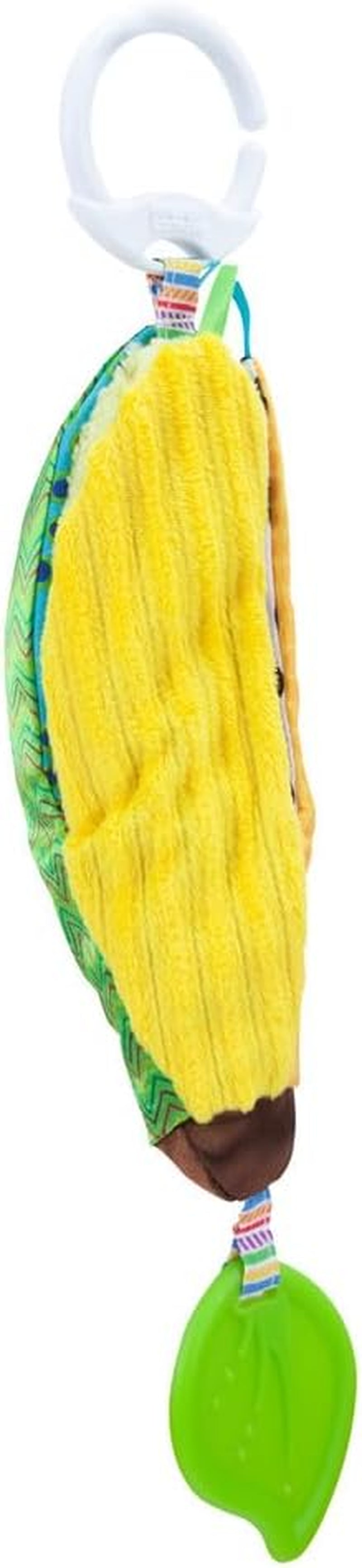 LAMAZE Bea de banaan, clip-on kinderwagen en kinderwagen pasgeboren speelgoed, sensorisch babyspeeltje met kleuren en geluiden, ontwikkelingsspeelgoed voor jongens en meisjes van 0-24 maanden, geel babyspeelgoed Naty Shop Bea de banaan