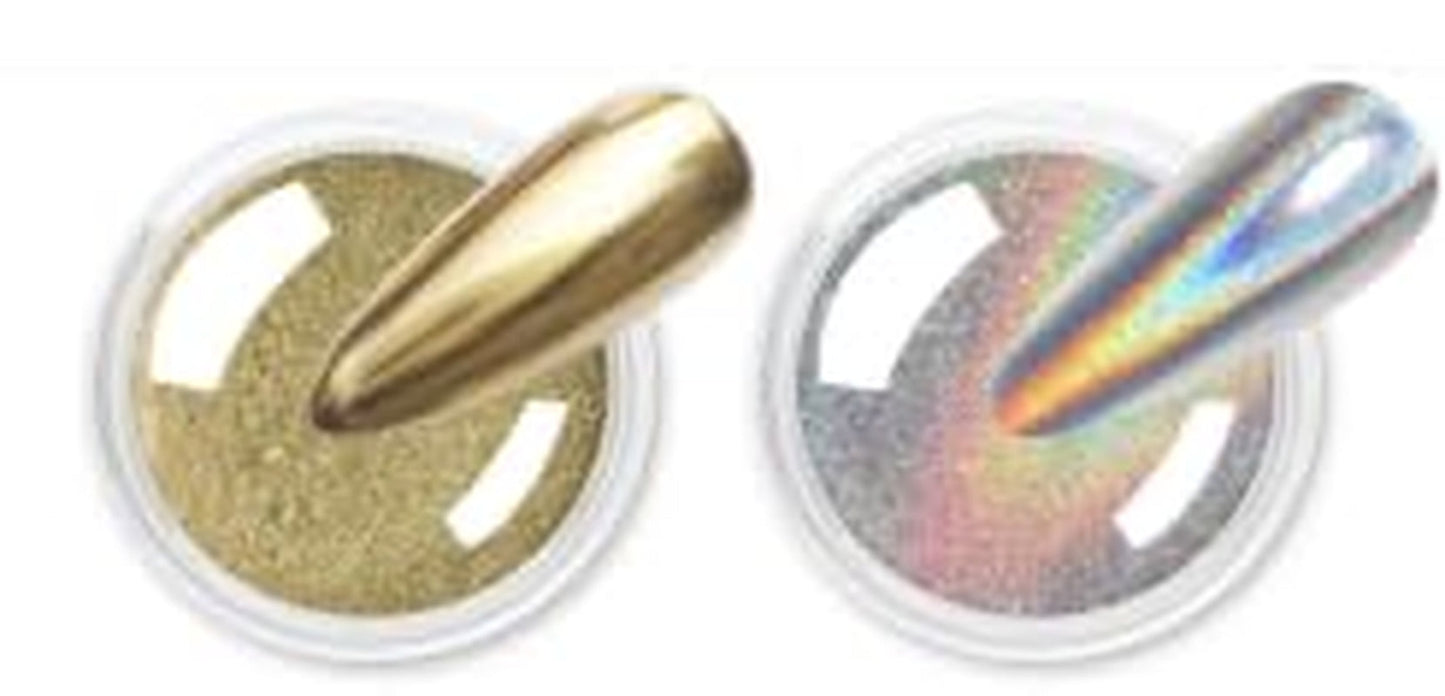 BISHENGYF Silver Chrome Nail Powder – Metal Holo Chromfarbener Nagelpuder, 1G Cromepulver Nägel Glitzer Glänzende Silver Nagelpulver Spiegeleffekt Pigment Nagelkunst, DIY-Design-Dekor Frauen Gift