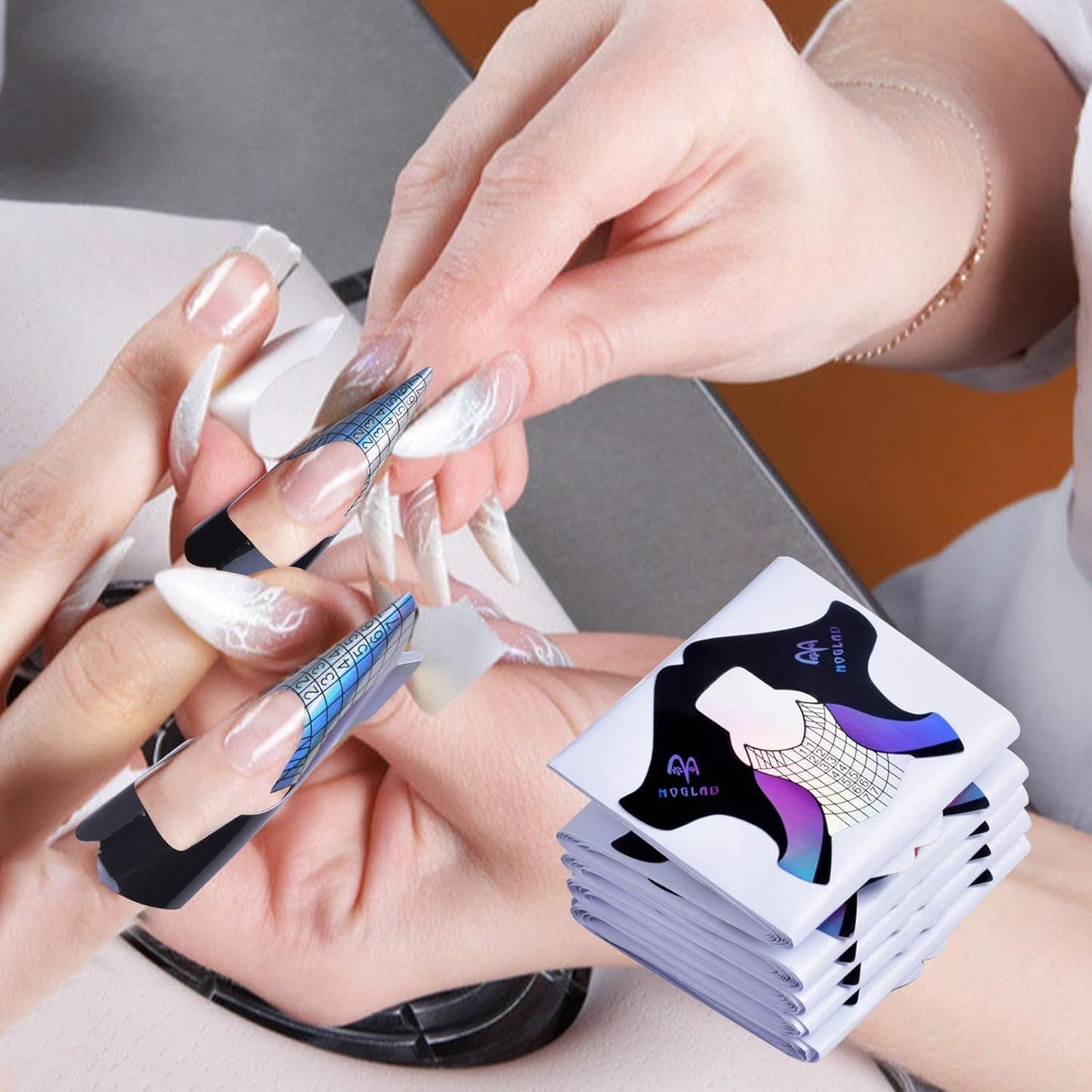 100 stuks gelnagelsjablonen, kunstnagelaccessoires, zelfklevende nagelsjablonen voor nail art, gelnagels, kunstmatige nagelverlengingen