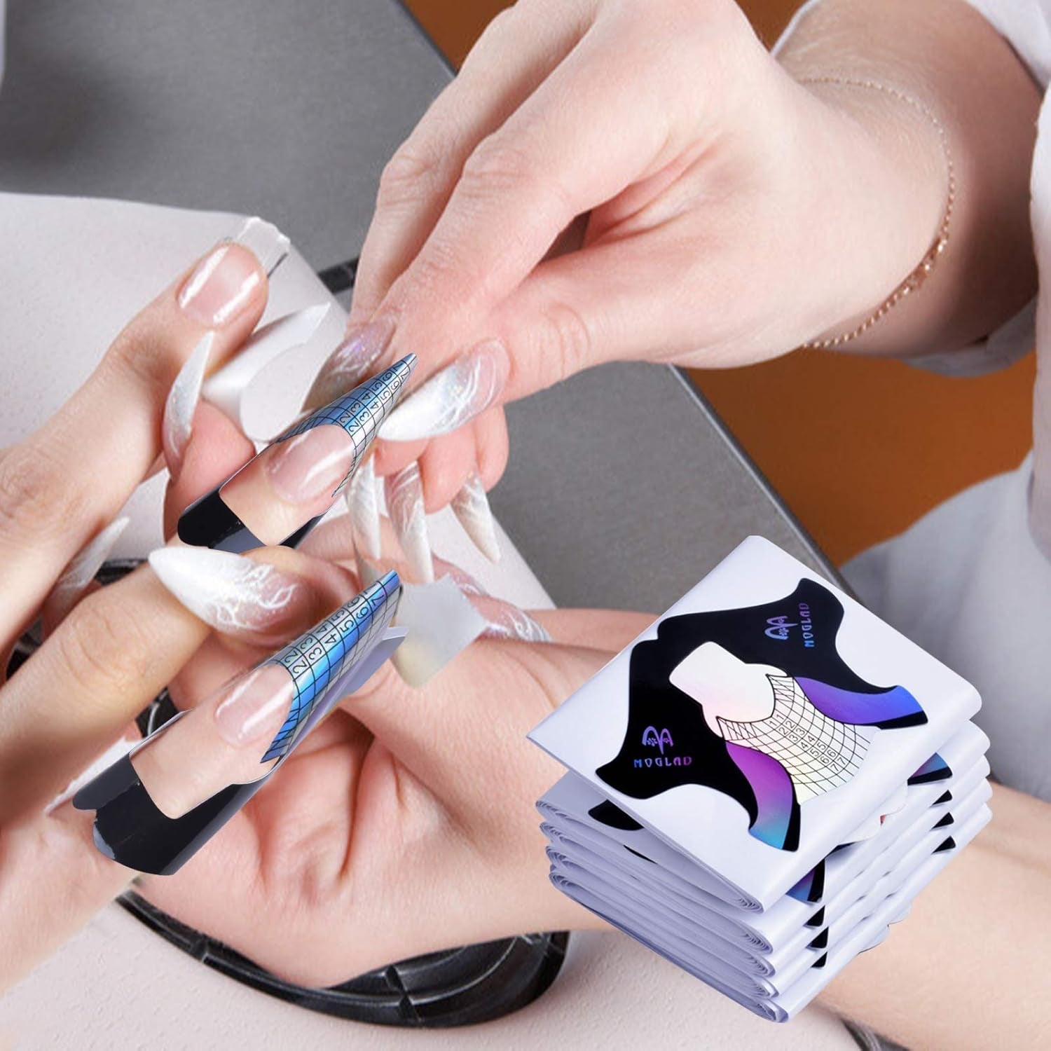100 stuks gelnagelsjablonen, kunstnagelaccessoires, zelfklevende nagelsjablonen voor nail art, gelnagels, kunstmatige nagelverlengingen