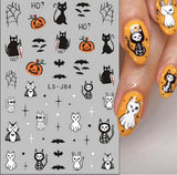 Nagelsticker Halloween, 8 Blätter Halloween Nagelsticker, Kürbis Nagelsticker, Nail Art, Nagel Charms, Nagel Zubehör, Nageldesign, Kerstmis (Typ A)