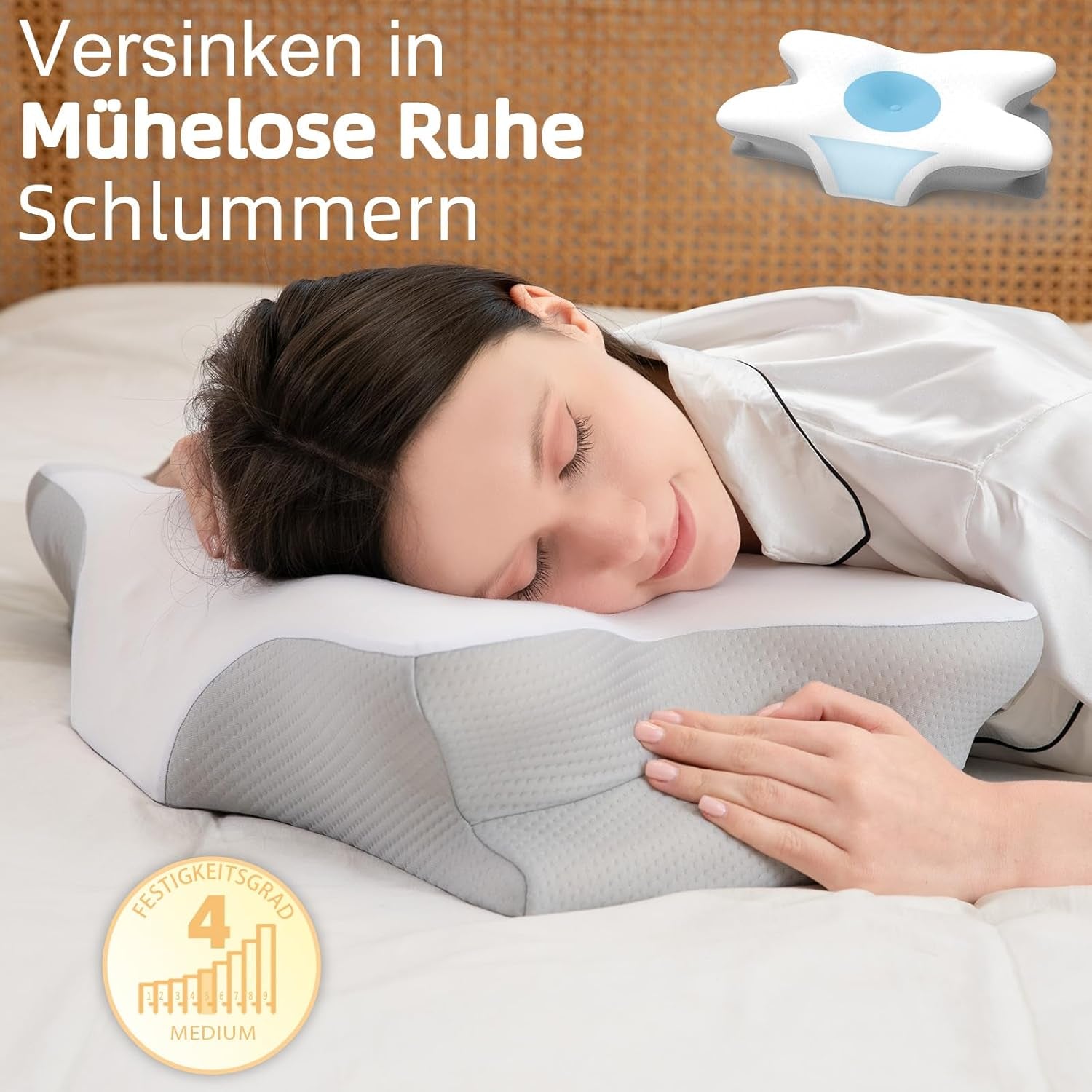 Ergonomisch cervicaal nekkussen van traagschuim met afneembare wasbare hoes voor orthopedische slaap, nekpijn en buikpijn (55X35X13 Cm) Naty Shop Cervicale orthopedische kussens