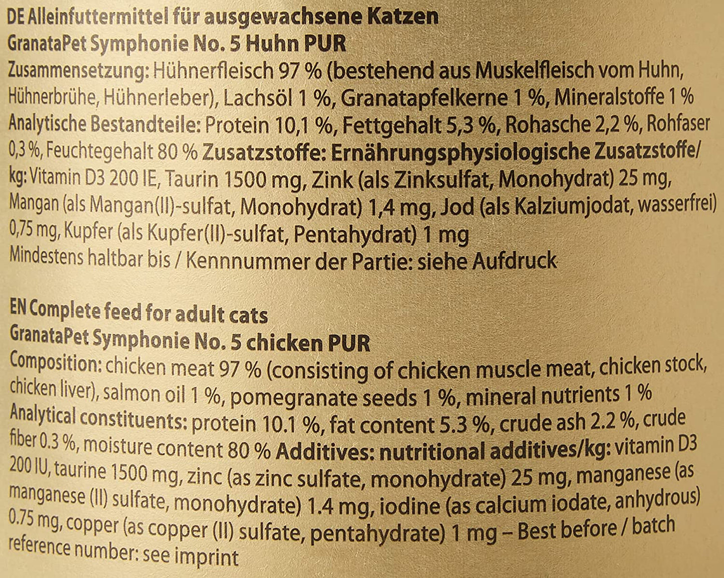 GranataPet Symphony No. 5 Pure Chicken, graan- en suikervrij kattenvoer, filets in natuurlijke gelei, delicaat nat kattenvoer, 6 x 200 g