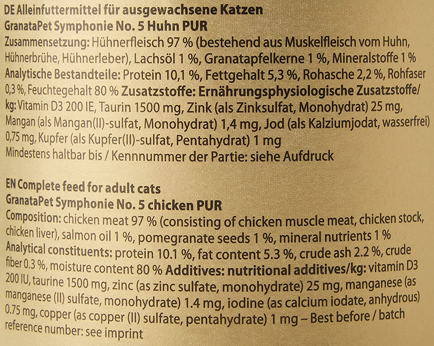GranataPet Symphony No. 5 Pure Chicken, graan- en suikervrij kattenvoer, filets in natuurlijke gelei, delicaat nat kattenvoer, 6 x 200 g