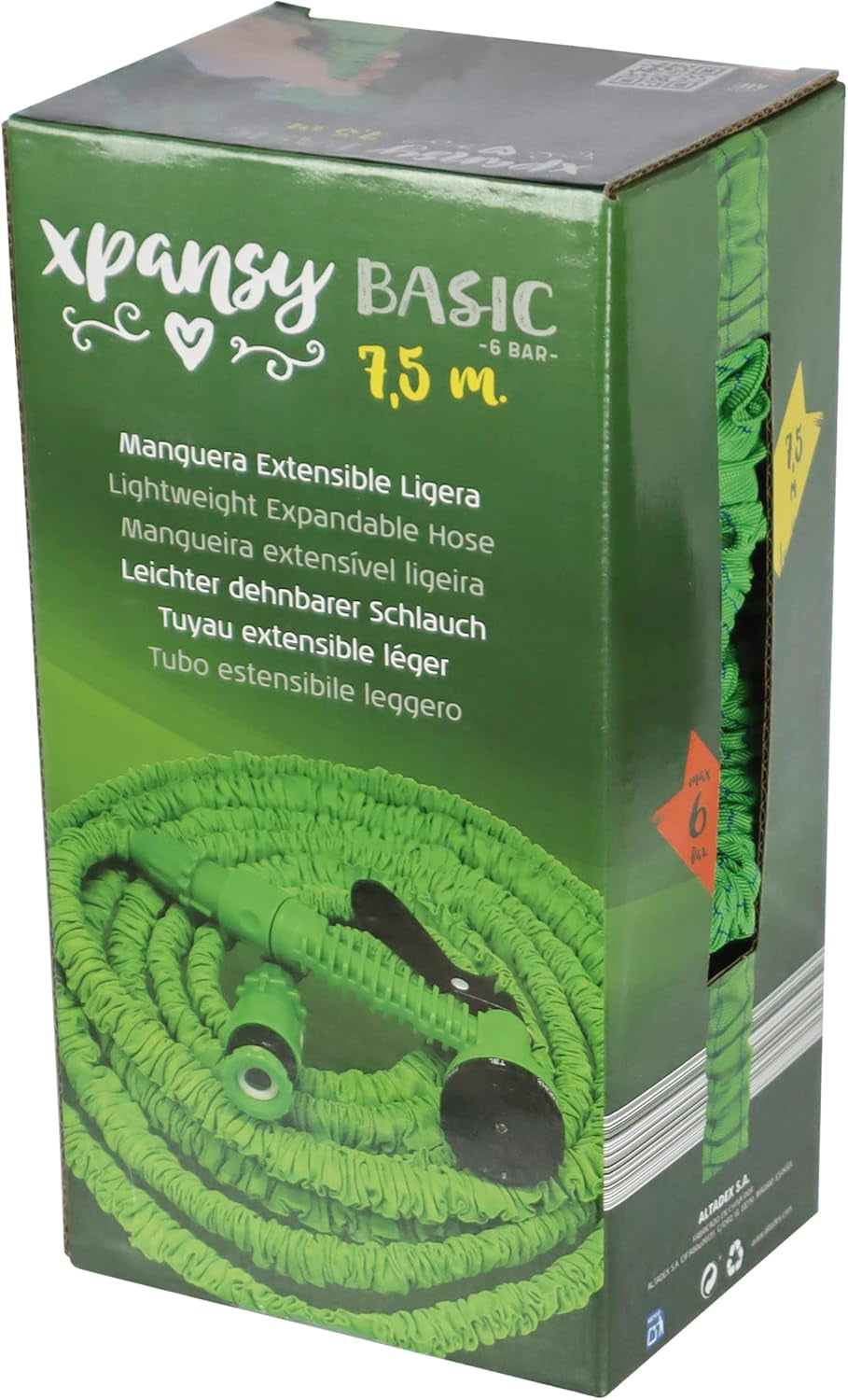 C2607A Slang Basic – Verlengbare slang met waterdruk, groen, 7,5 meter