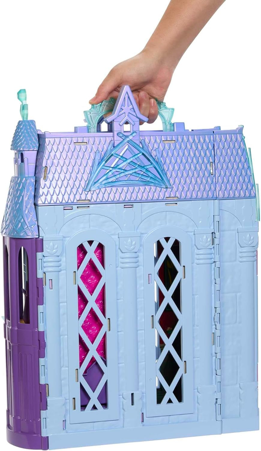 Mattel Disney Frozen - Kasteel Arendelle poppenhuis (60 cm+) met Elsa pop, 4 speeltuinen en 15 Disney Frozen II meubels en accessoires, HLW61