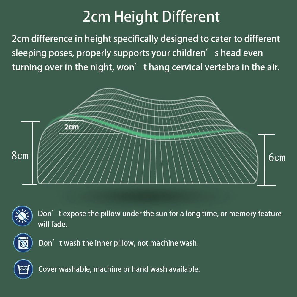 Kinderkussen van traagschuim 3-12 jaar Kinderkussen Orthopedisch kussen Met traagschuim Kussen van traagschuim Met afneembare kussensloop van 100% katoen (3-12 jaar) Cervicale orthopedische kussens Naty Shop