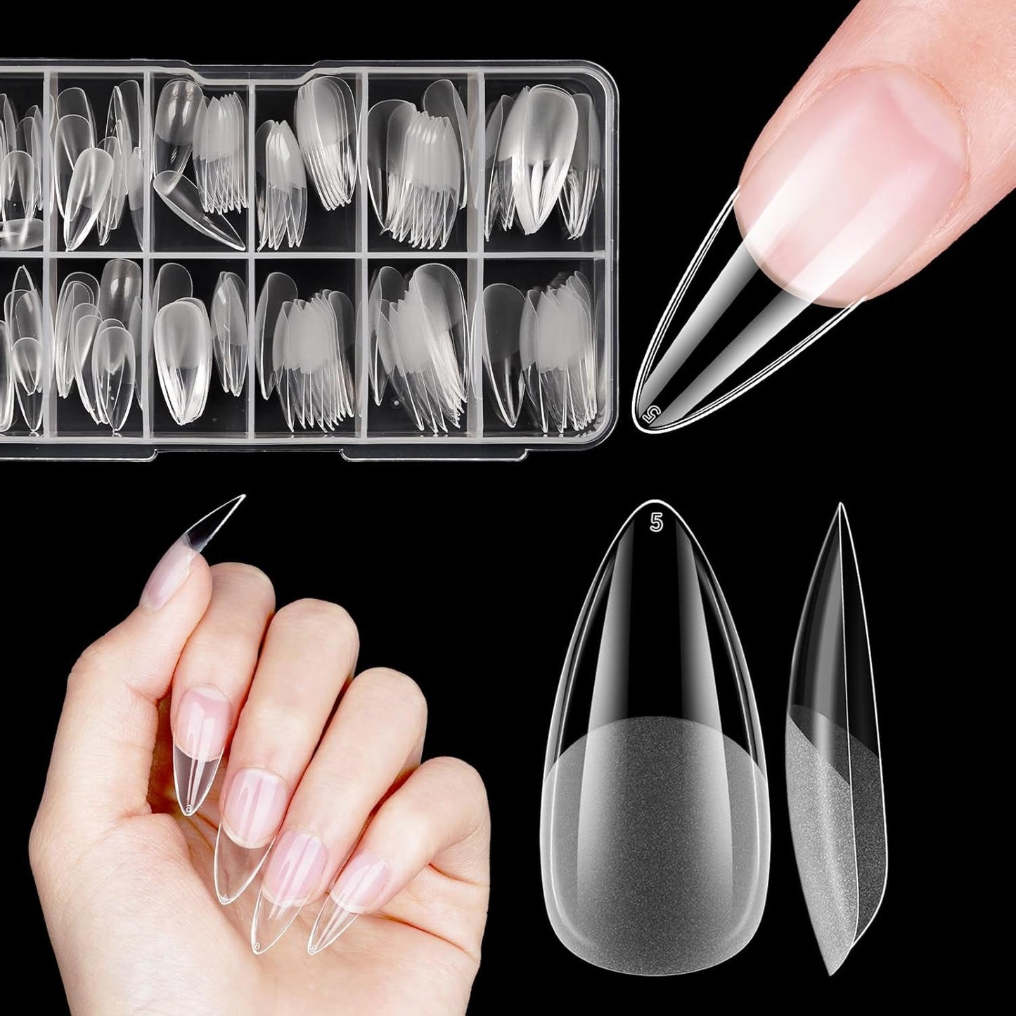 Korte kunstnagels Ballerina 120 stuks lijm op 12 maten Korte kunstnagels Zachte gel Volledige dekking nageltips voor korte gelnagels S
