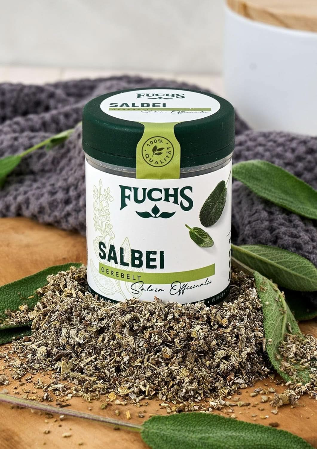 Fuchs, Salie, Zure noot, delicaat bitter voor Ravioli of Gnocchi, 14 gram Specerijen Naty Shop