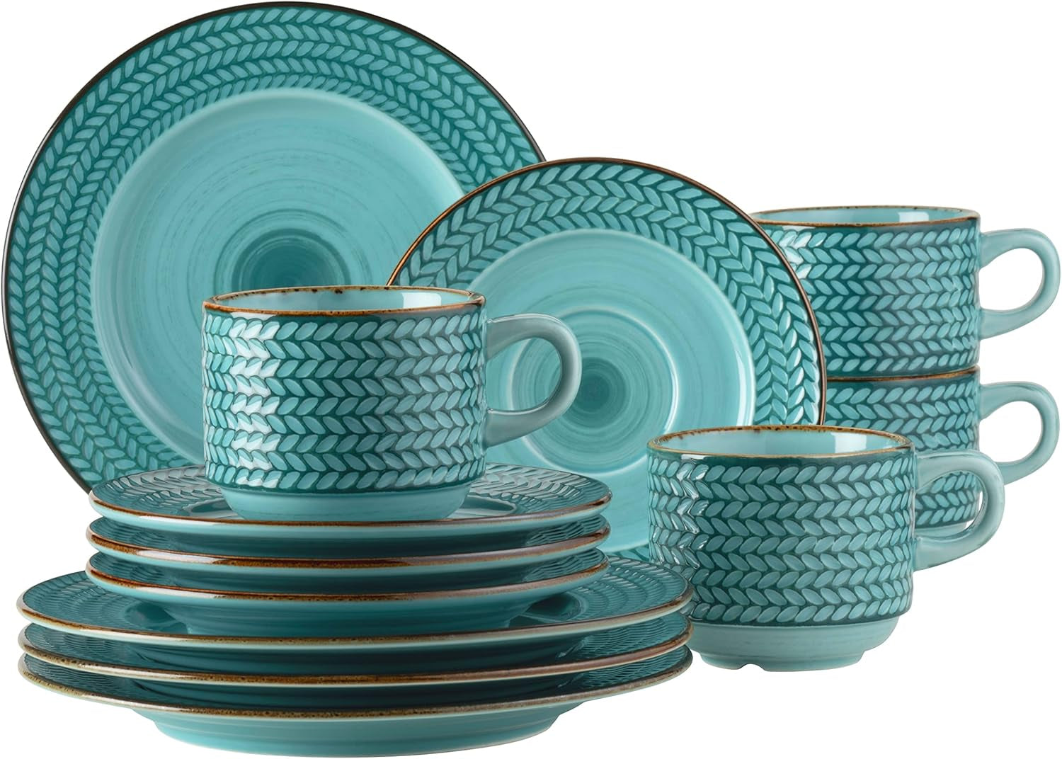 Prospero Premium koffieset voor 4 personen, restaurantkwaliteit, 12-delig modern koffieservies in unieke vintage stijl, duurzaam porselein, blauw