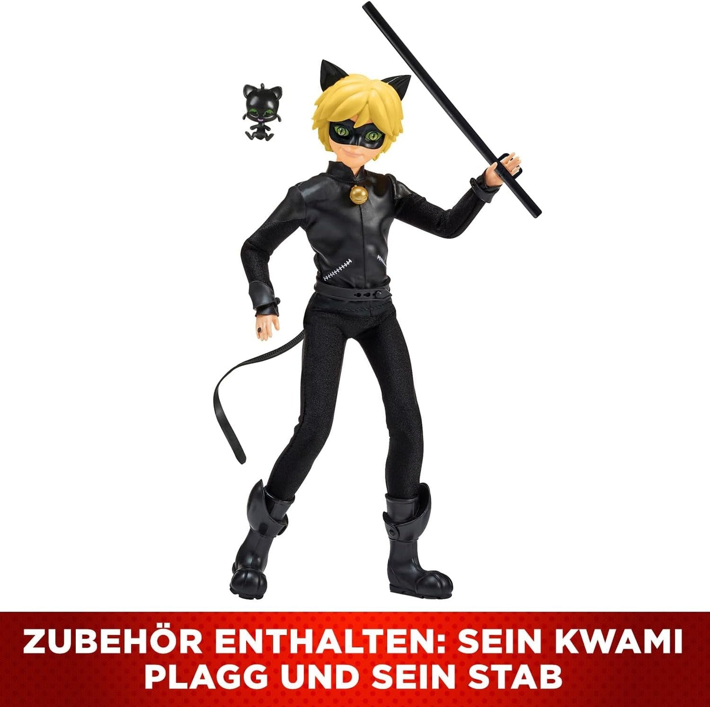 BANDAI - Wonderbaarlijk lieveheersbeestje - Mannequin-pop van 26 cm - Motan Noir - Officieel gelicentieerd Miraculous - Motan Noir gelede pop - Speelgoed voor kinderen vanaf 4 jaar - P50002