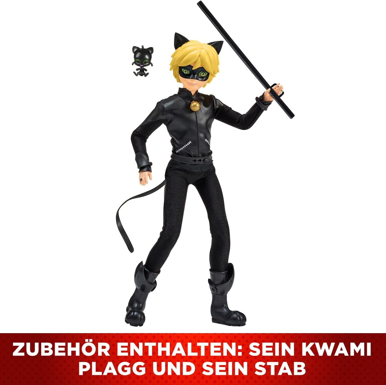 BANDAI - Wonderbaarlijk lieveheersbeestje - Mannequin-pop van 26 cm - Motan Noir - Officieel gelicentieerd Miraculous - Motan Noir gelede pop - Speelgoed voor kinderen vanaf 4 jaar - P50002